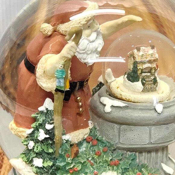 Pfaltzgraff Winterberry Santa Musical Snow Globe Play I'll Be Home For Christmas - Picture 9 of 12